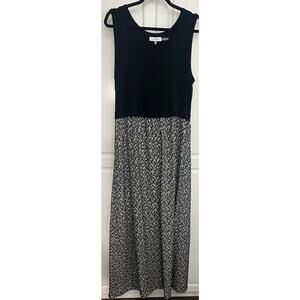 Calvin Klein Mixed Media Black/Gray Print Sleeveless Maxi Dress Size L